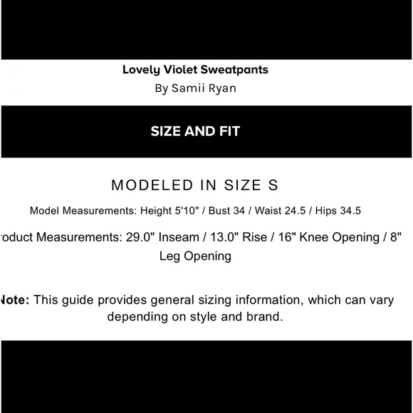 Samii Ryan Lovely Sweatpants Violet Size(s) Medium & Large New - Picture 6 of 7